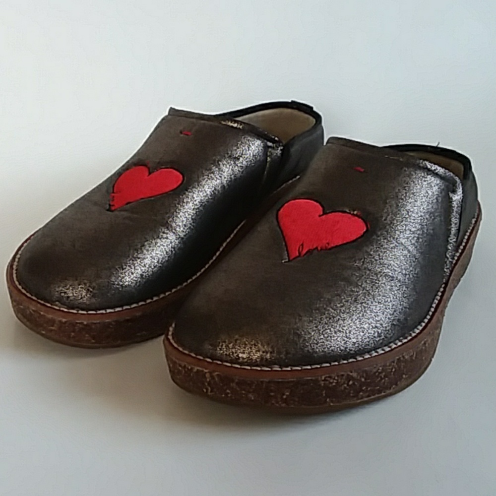 Ed Ellen Degeneres Heart Metallic Tillie Mule Sz 7